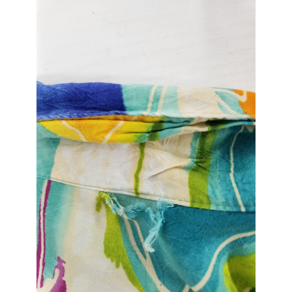 Vtg Jams World Women's Fish Pond Print Short Sleeve Shirt, Sz XL, In Multi. Flaw - Picture 13 of 13